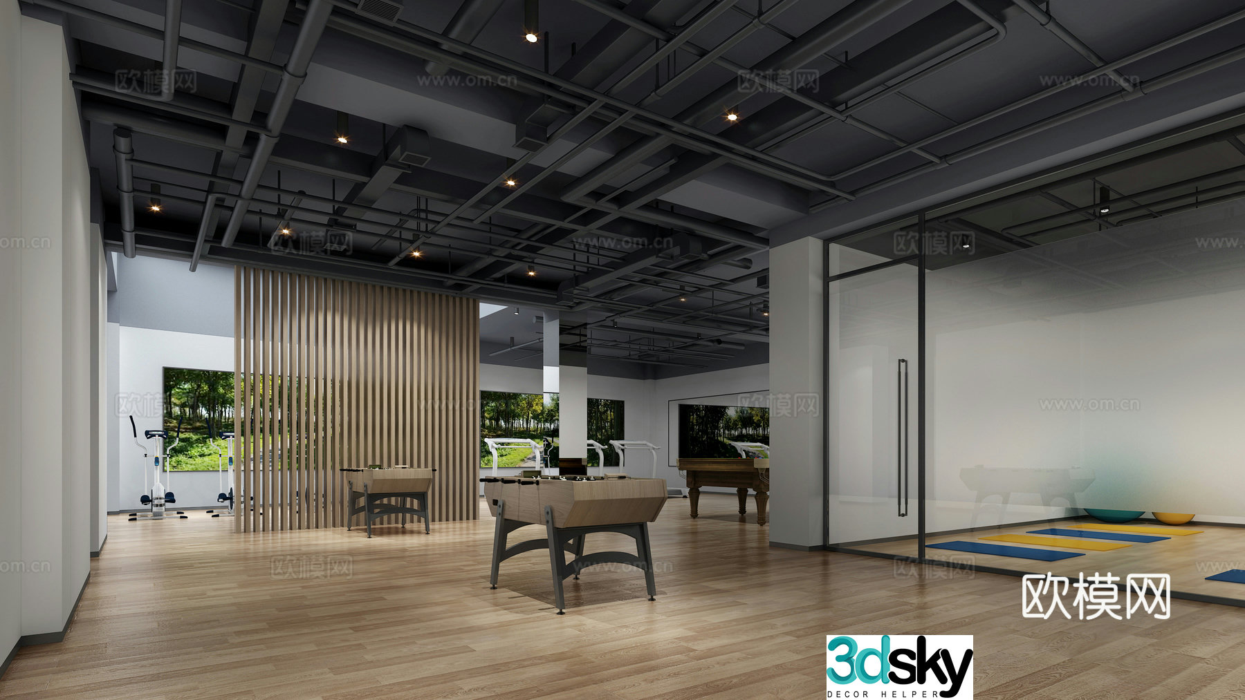 Modern gym 3d model