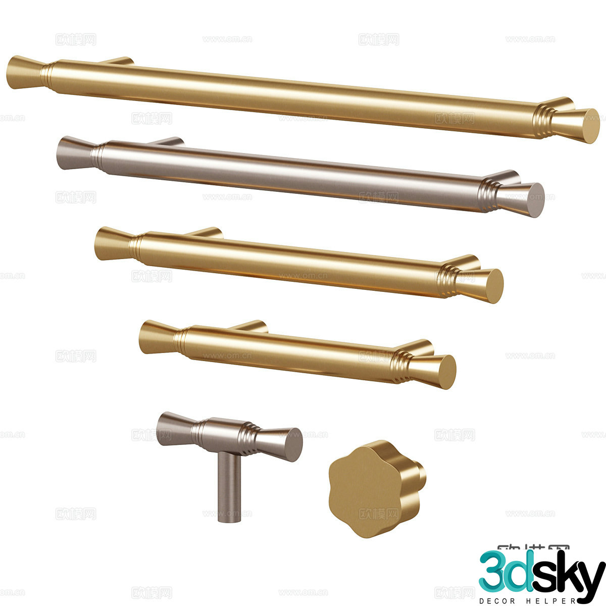 New Chinese style light luxury furniture handle 3D model