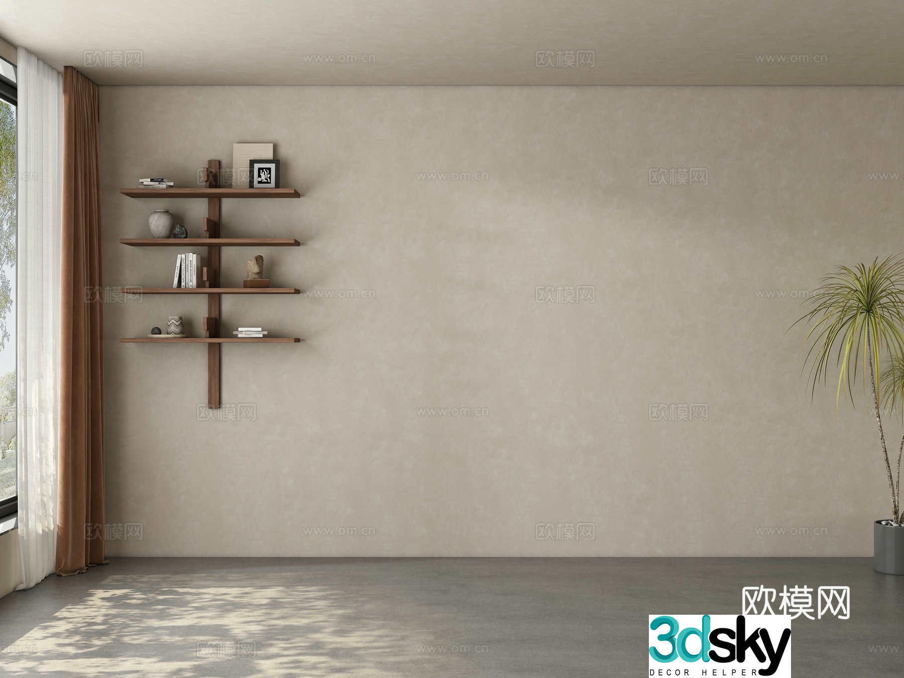 Modern restaurant tea room background wall 3d model