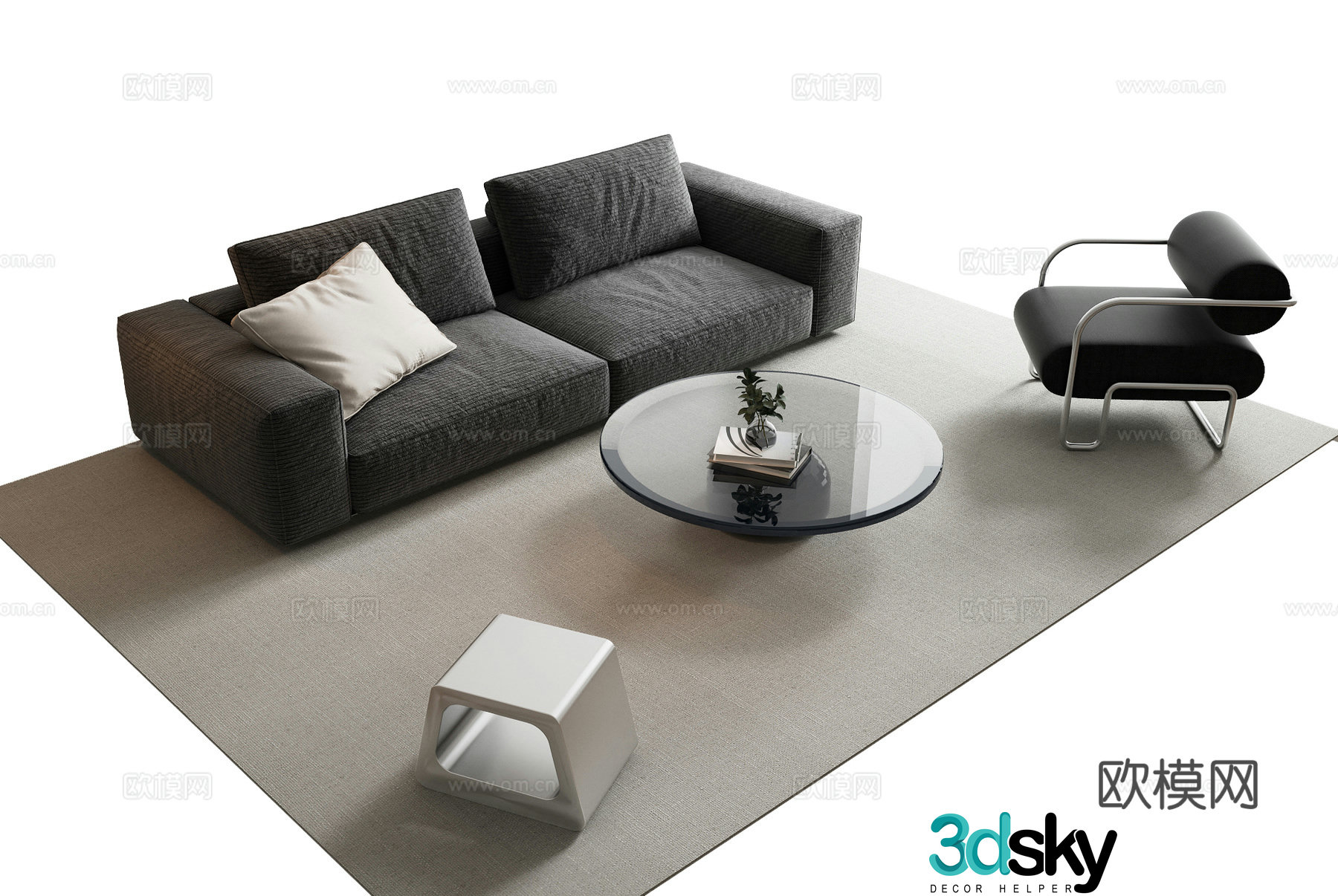 Modern sofa coffee table combination 3D model