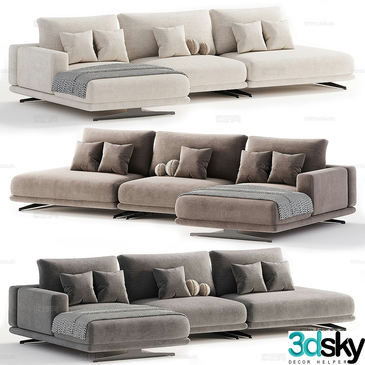 Modern Italian Zillis corner sofa 3d model