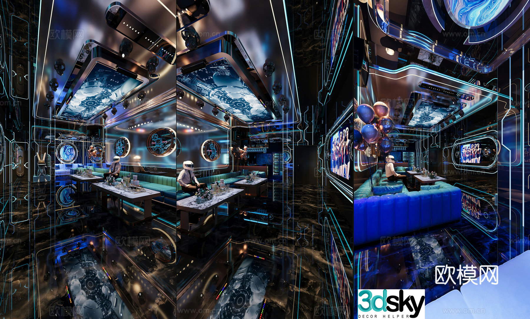 KTV Villa Basement K Song CR renderings 3D model
