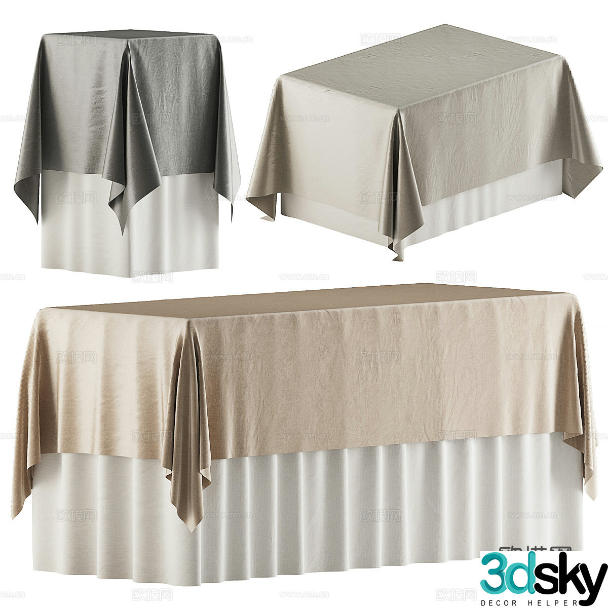 New Chinese tablecloth 3D model