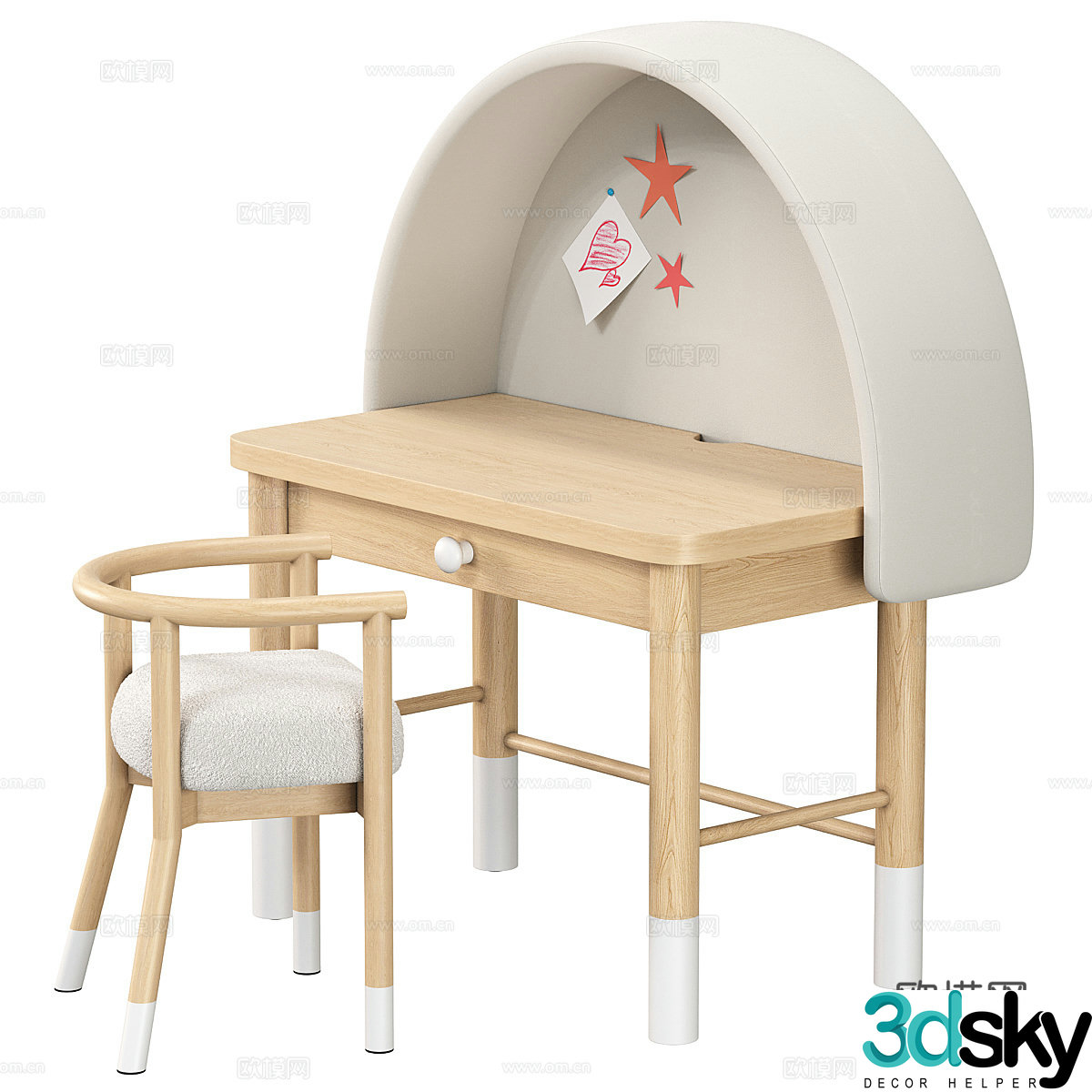 New Chinese children’s table and chair 3D model