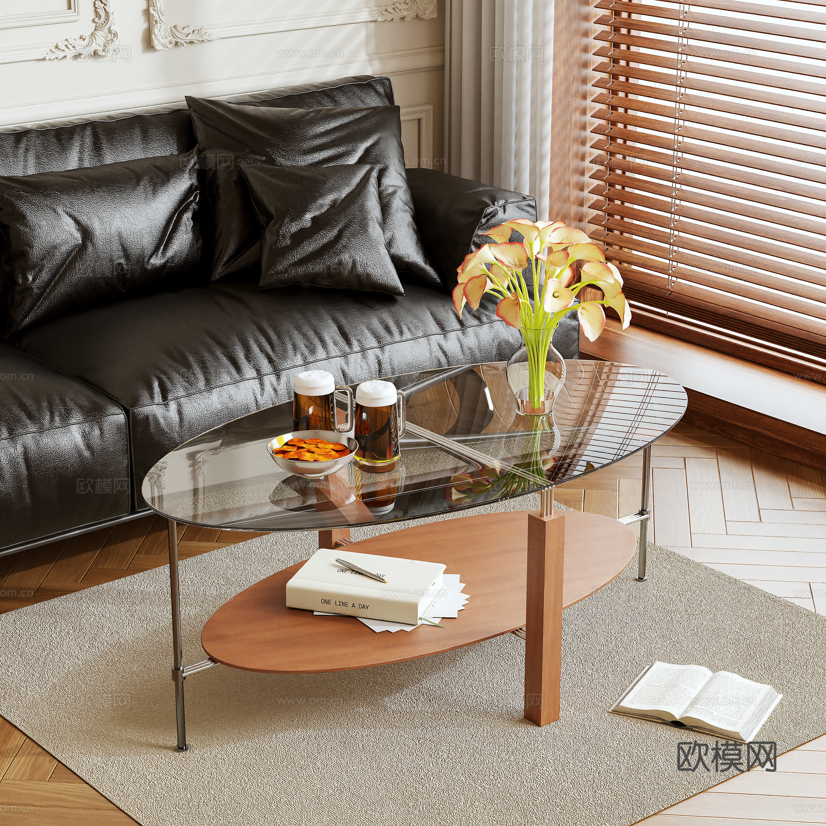 Middle-aged style coffee table 3D model