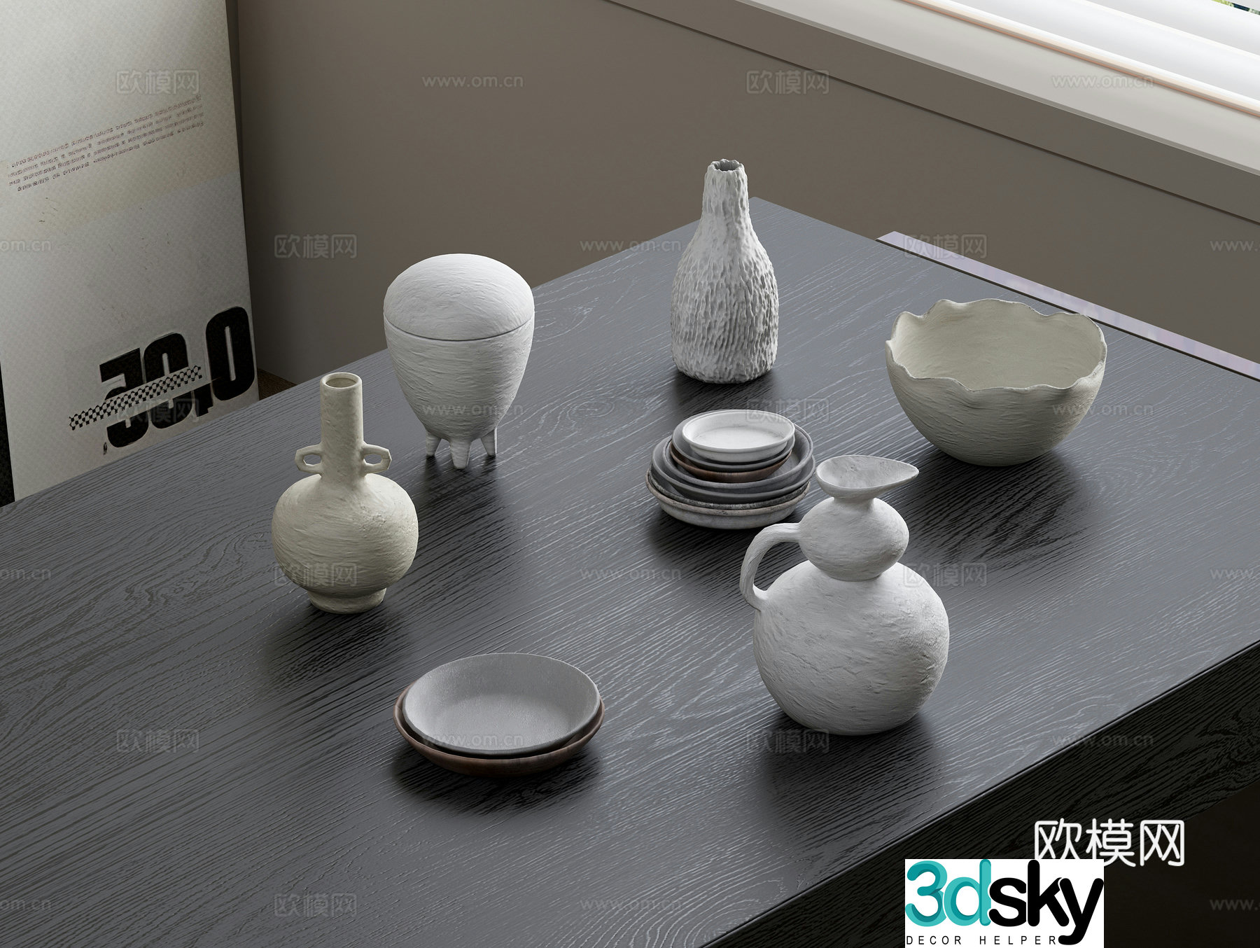 Ceramic ware Ceramic ornaments Ceramic ornaments Ceramic pot ornaments Ceramic disc ornaments 3D model