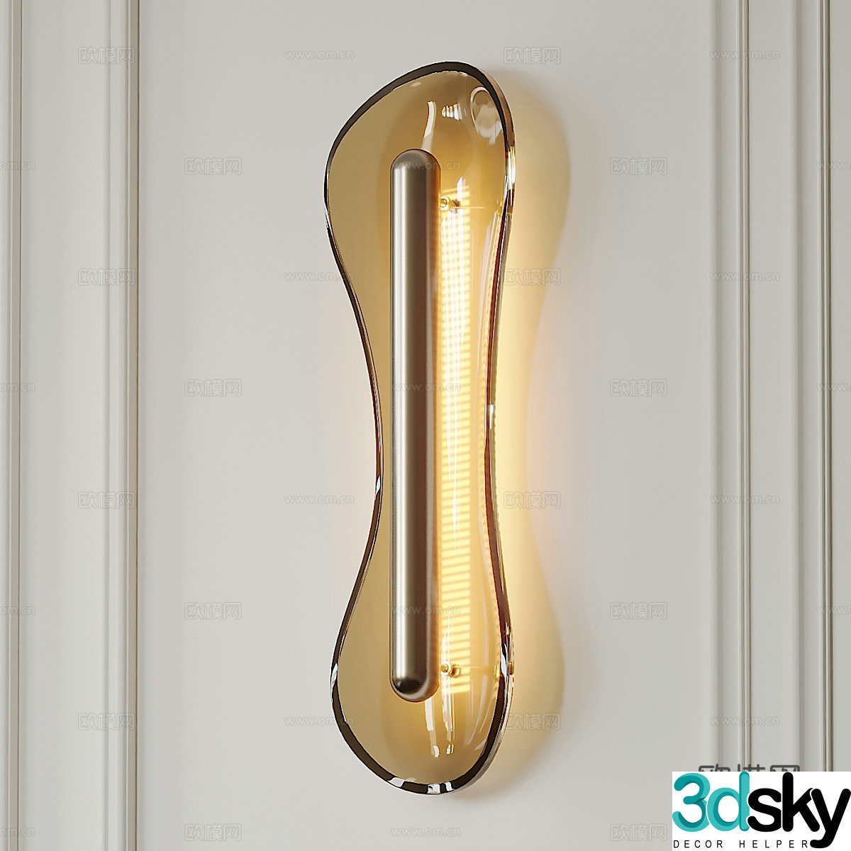 New Chinese style light luxury decorative wall light 3D model