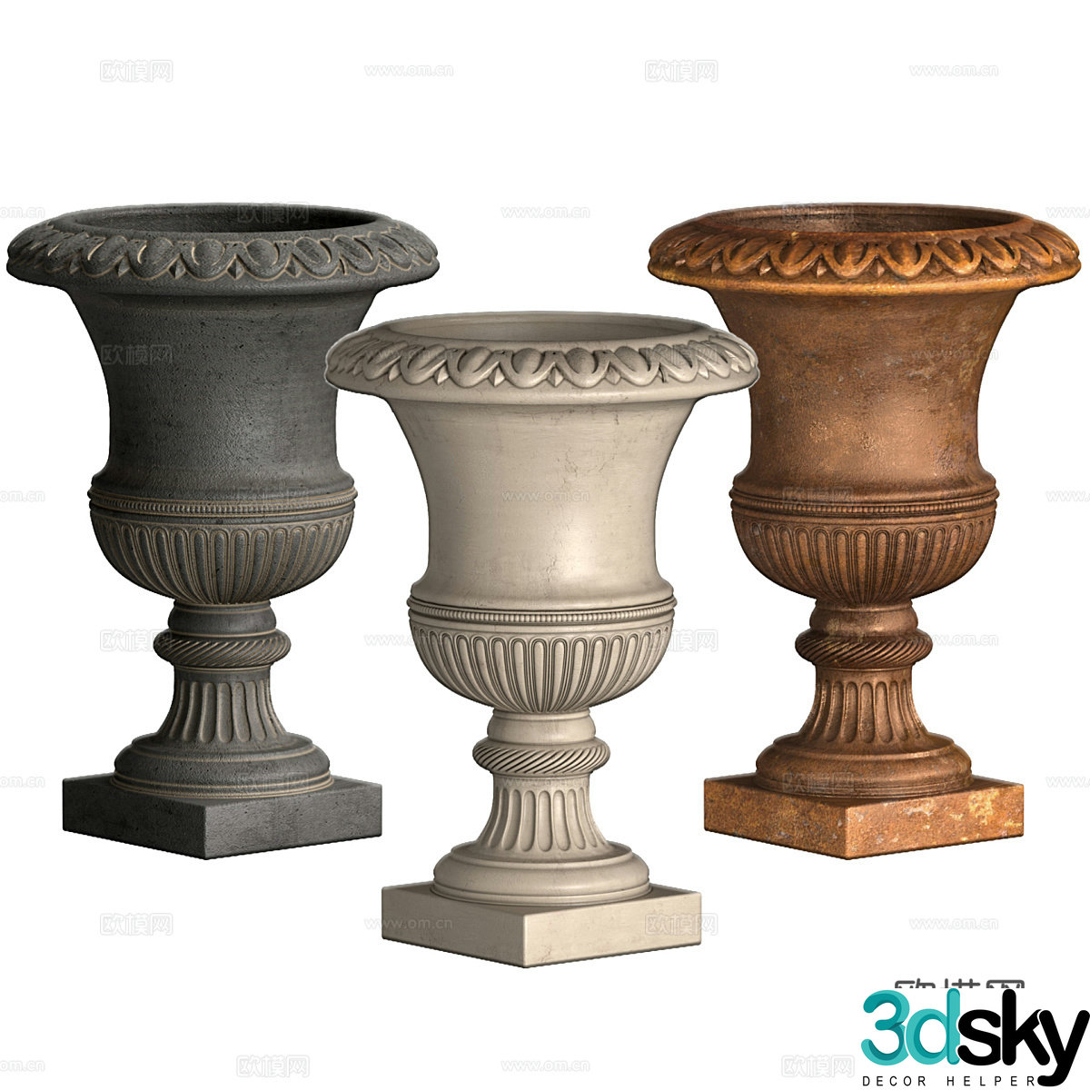 European classic outdoor vase 3d model