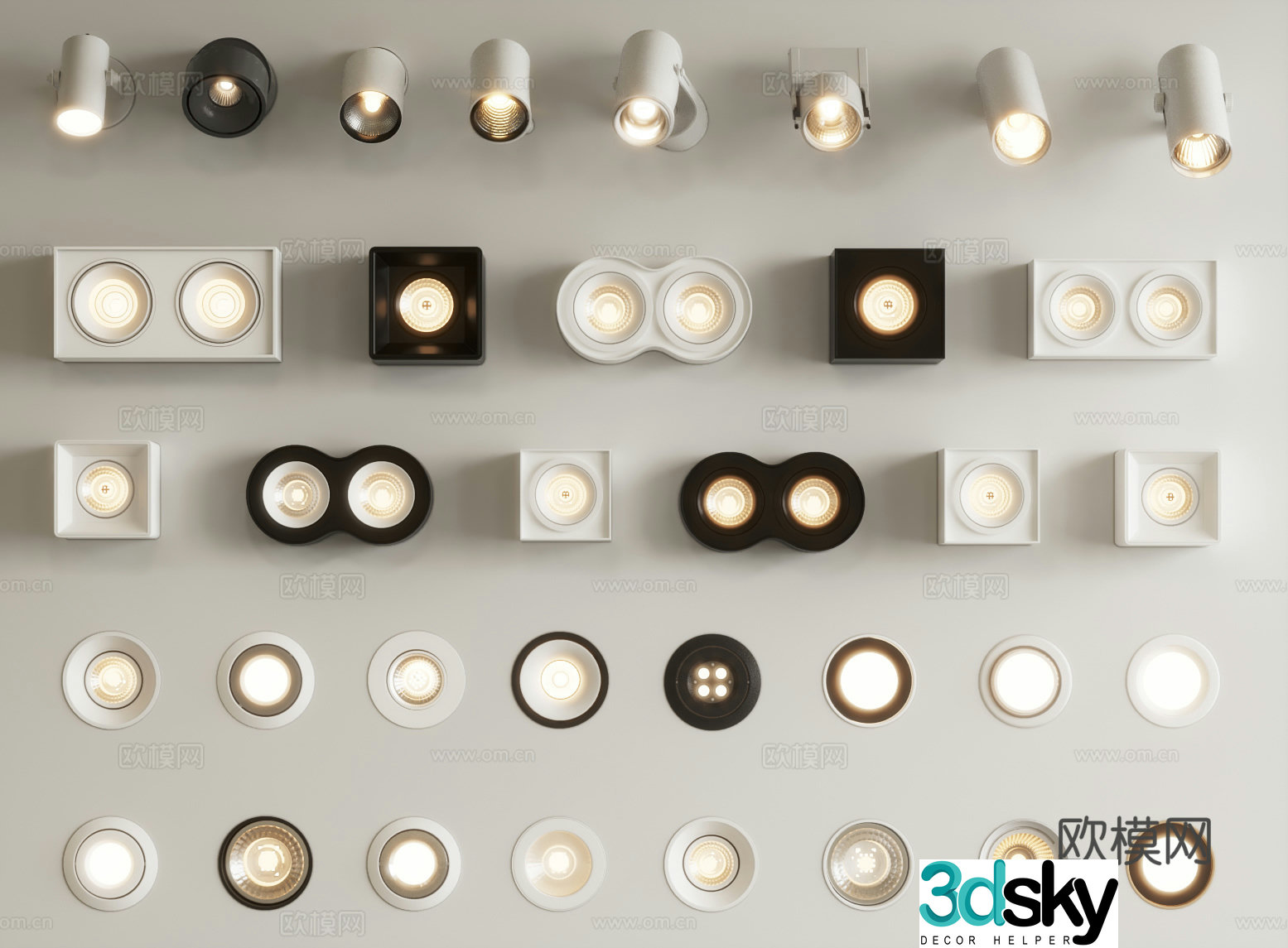 Modern downlight spotlight track light 3d model