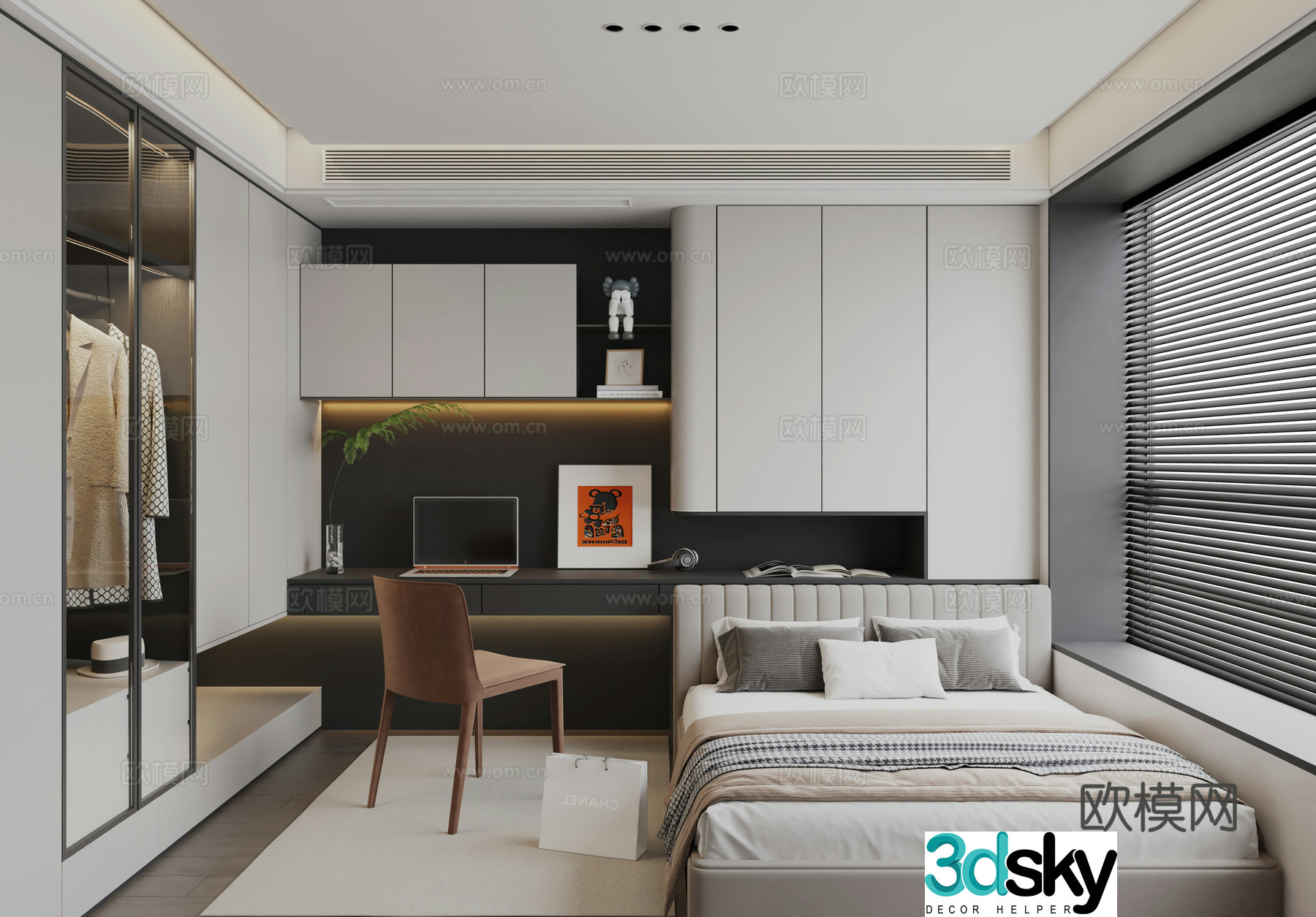 Modern tatami bedroom 3d model