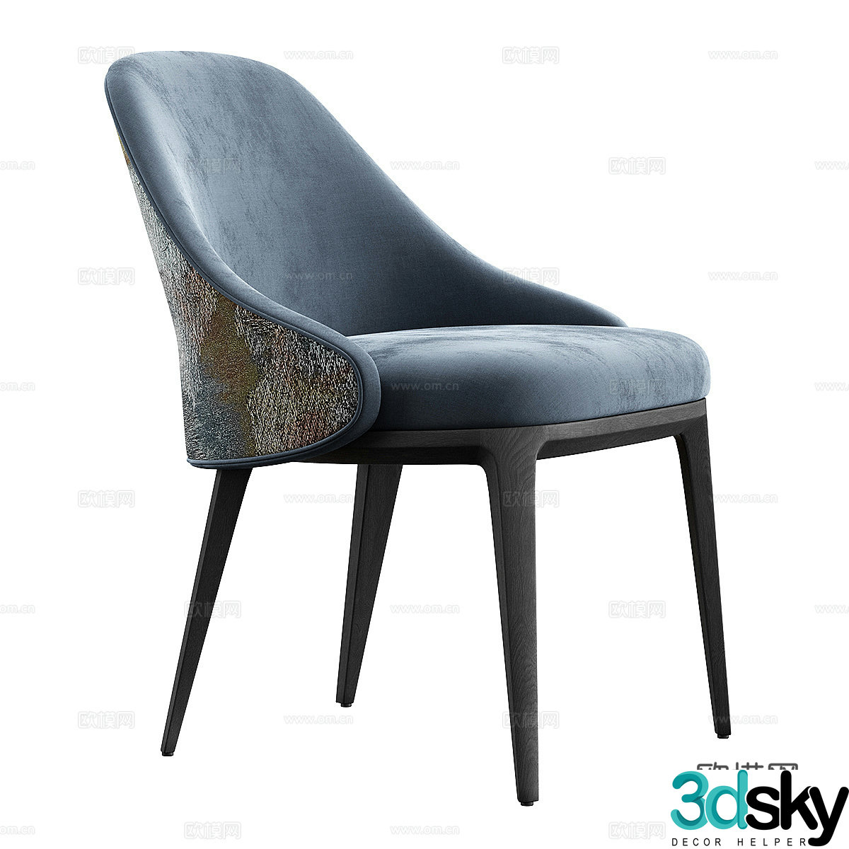 New Chinese style light luxury dining chair 3D model