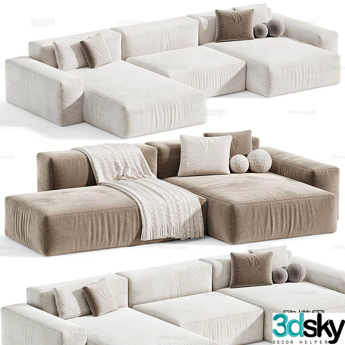 Modern Italian cream style MODO combination sofa 3d model
