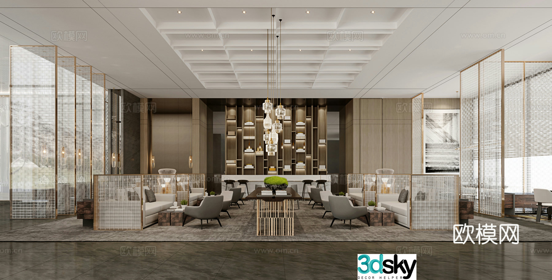 New Chinese sales department negotiation area 3D model