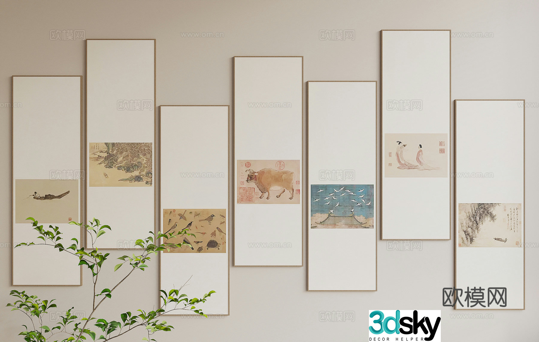 New Chinese style hanging painting 3D model