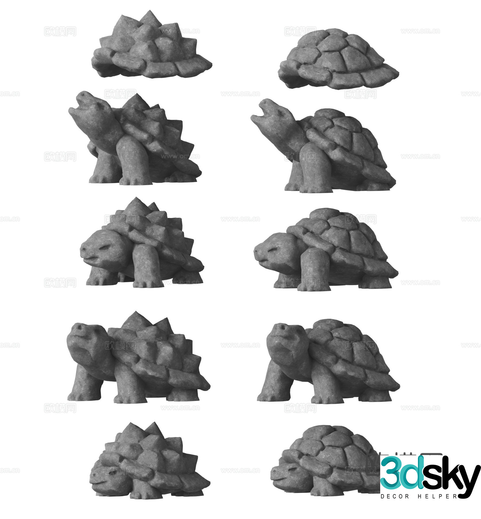 Modern stone turtle sculpture 3d model