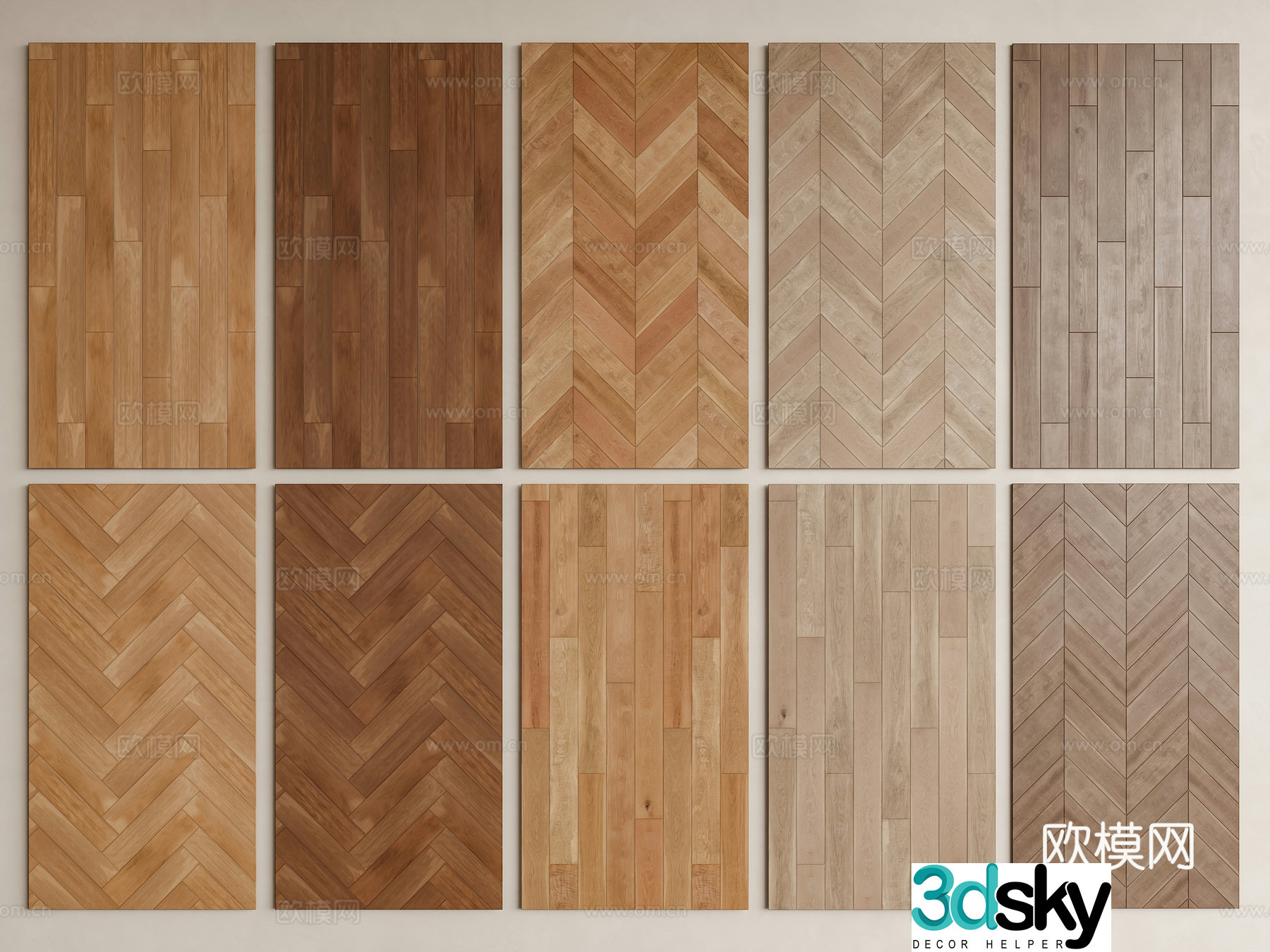 Medium-old wood floor solid wood floor herringbone floor fish bone floor wood grain brick floor 3d model