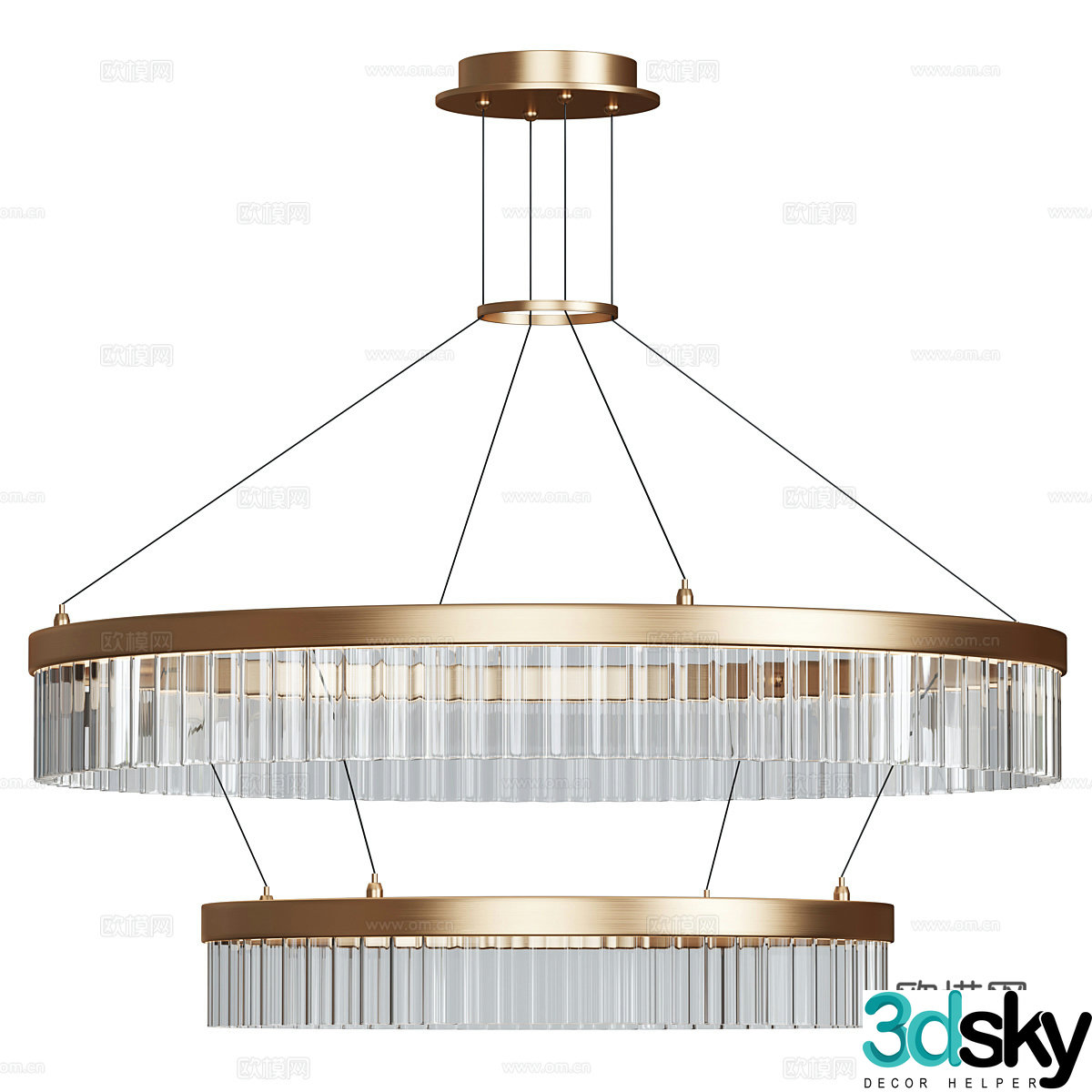 New Chinese style light luxury decorative chandelier 3D model