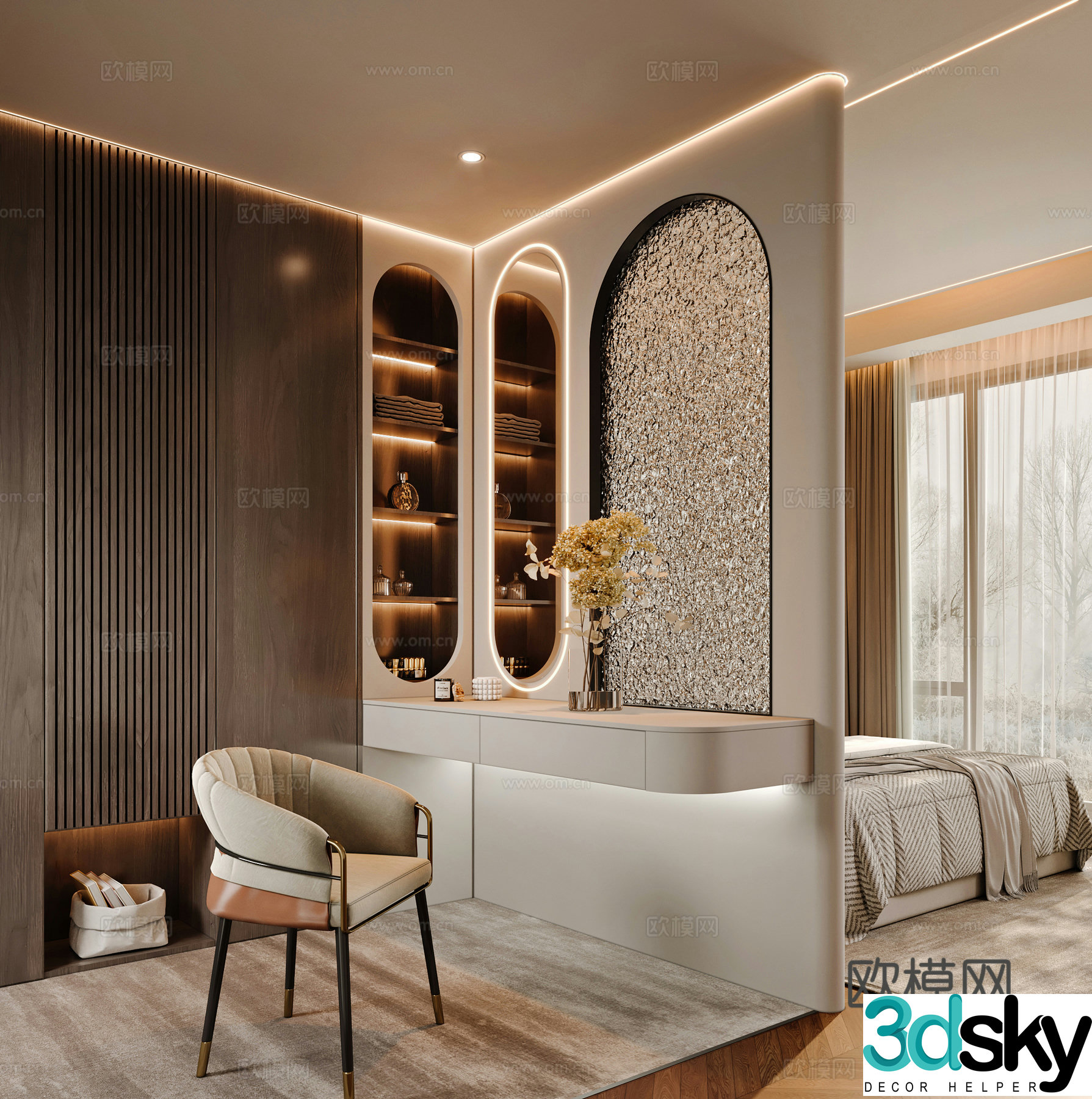 Modern bedroom cloakroom 3d model