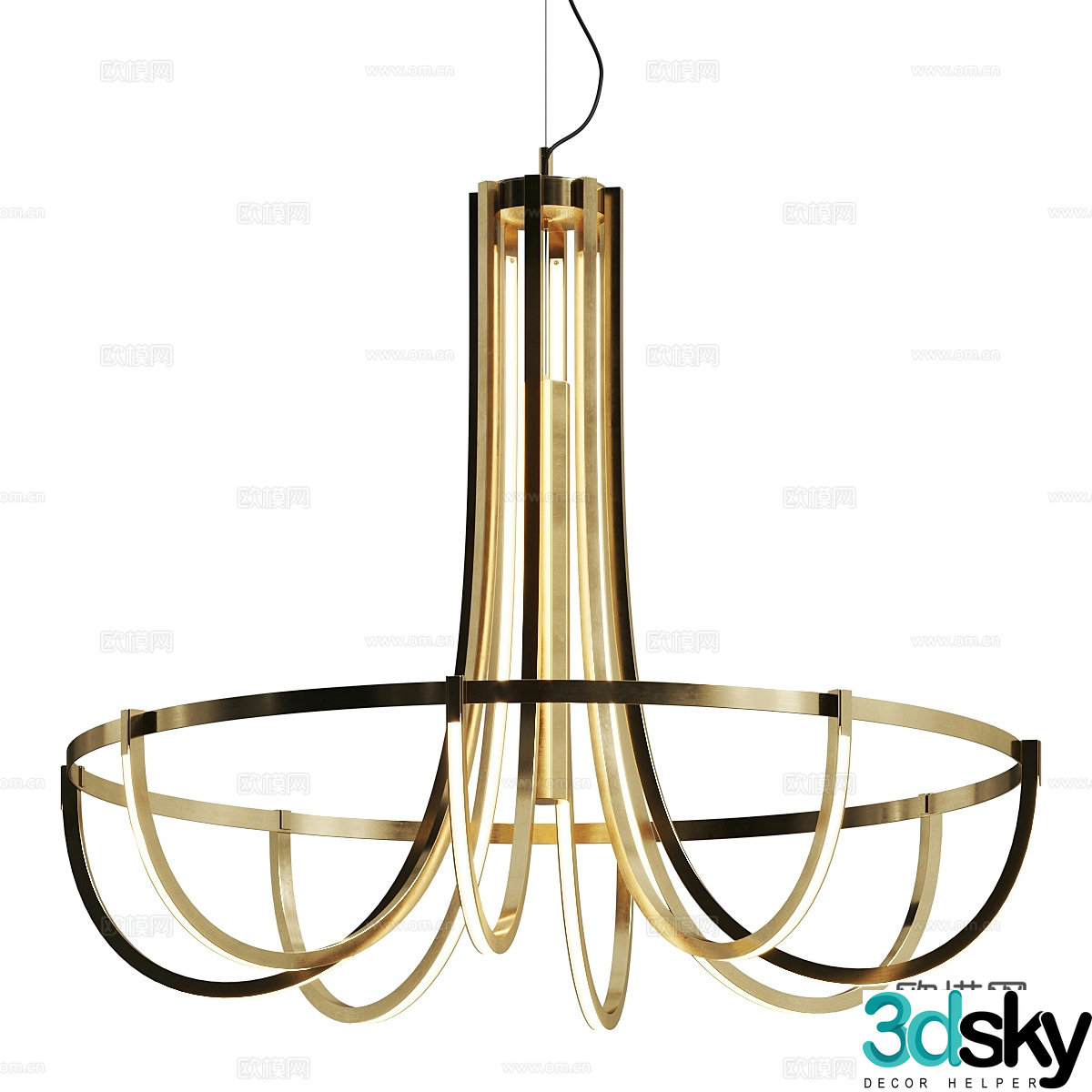 New Chinese style light luxury decorative chandelier 3D model