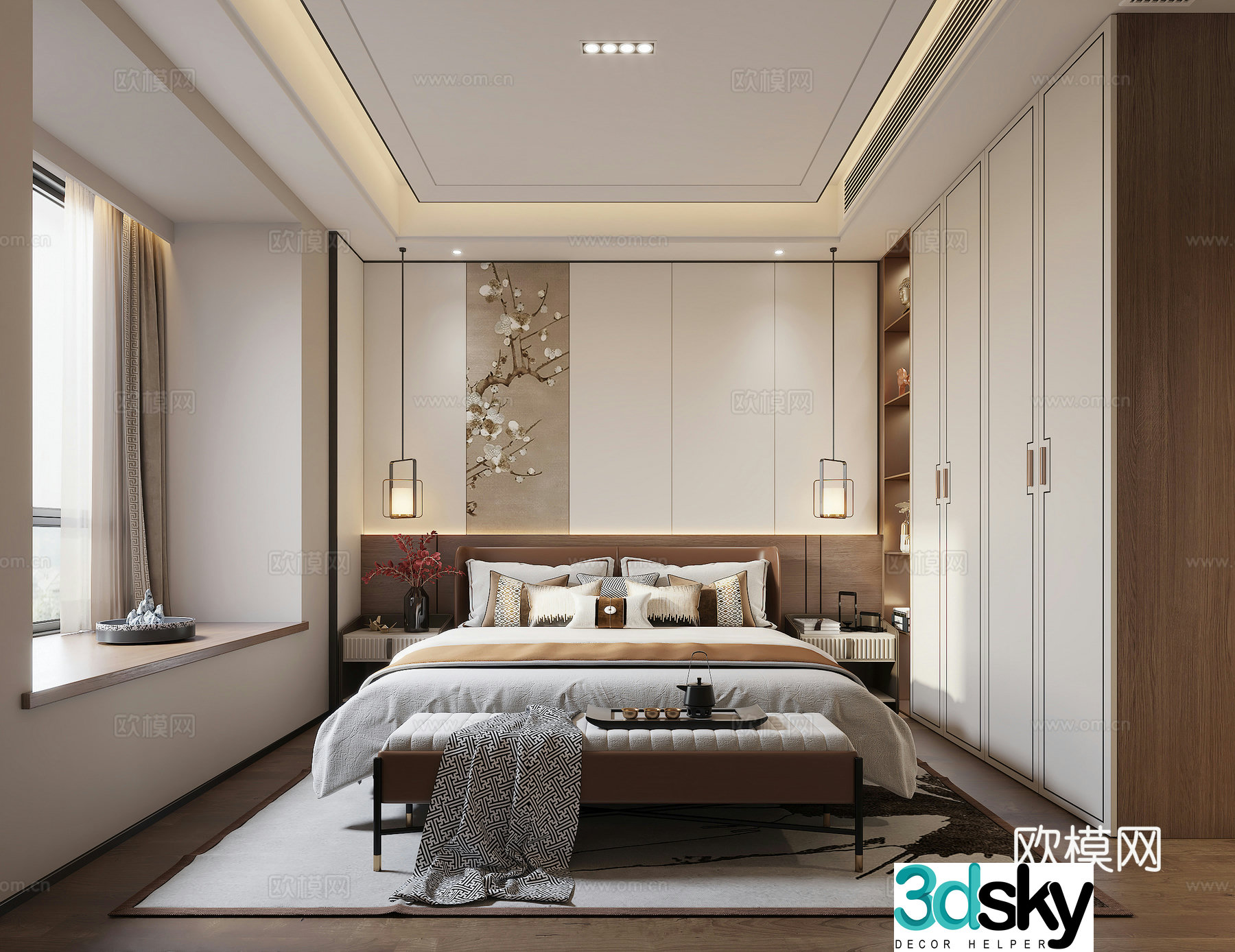 New Chinese bedroom 3D model