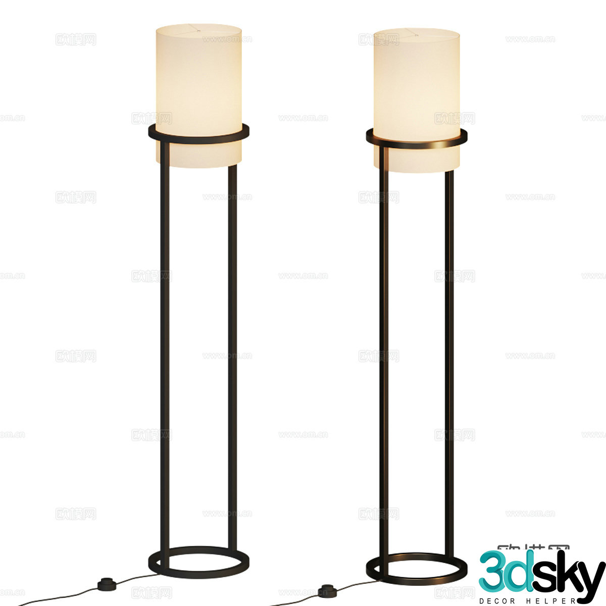 New Chinese style light luxury floor lamp 3D model