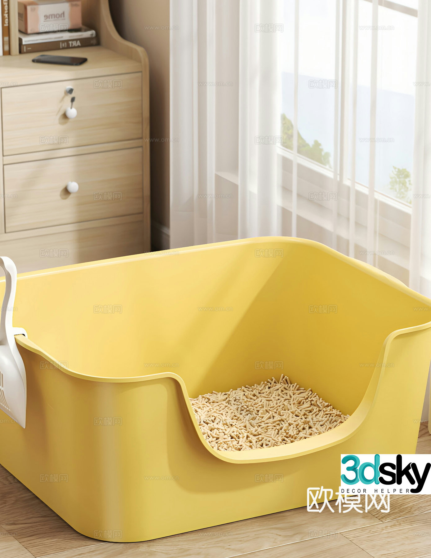 Pet supplies cat litter box cat litter shovel bookcase cabinet small cabinet screen window 3d model
