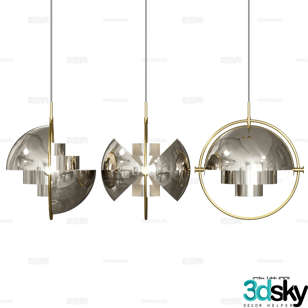 Modern minimalist and light luxury decorative chandeliers 3D model