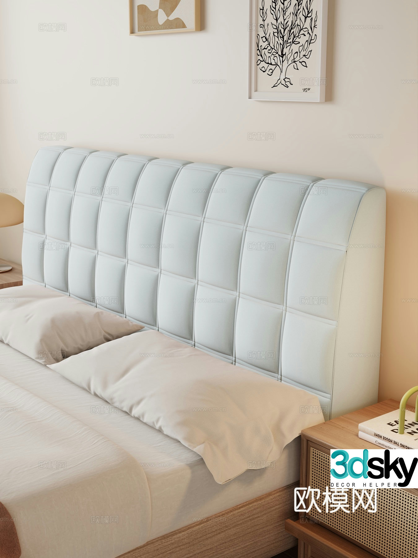 Bedside double bed 3d model