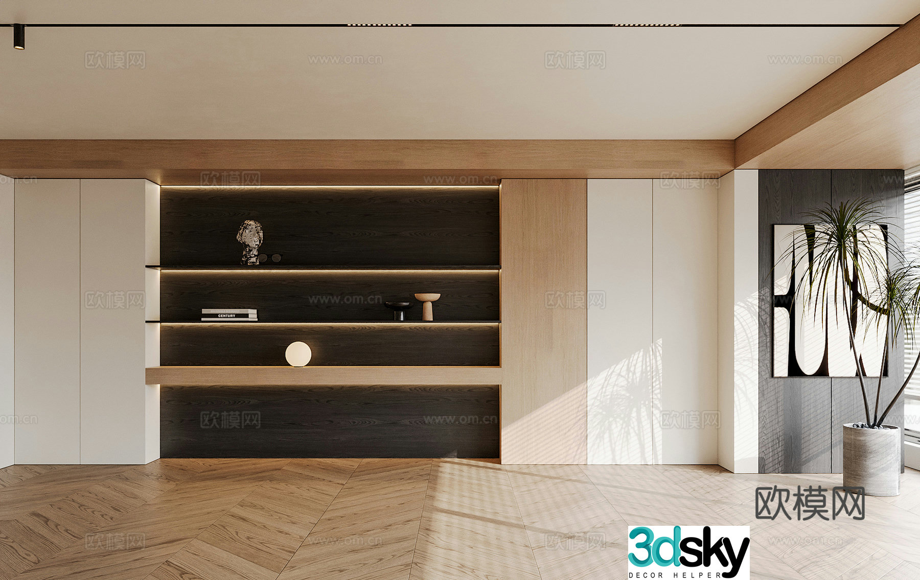 Modern side cabinet decorative cabinet ornaments decoration 3d model