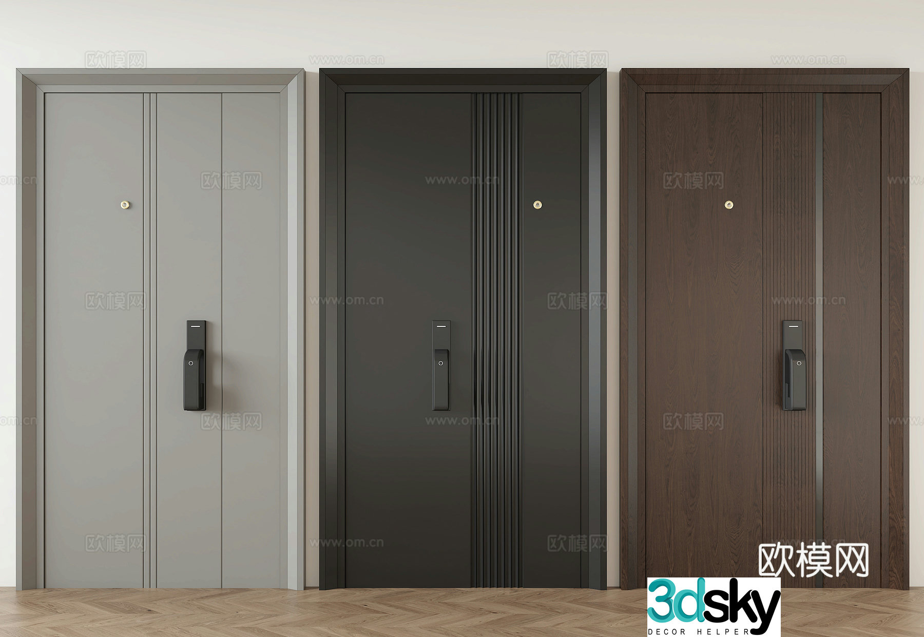 Modern entrance door security door 3d model