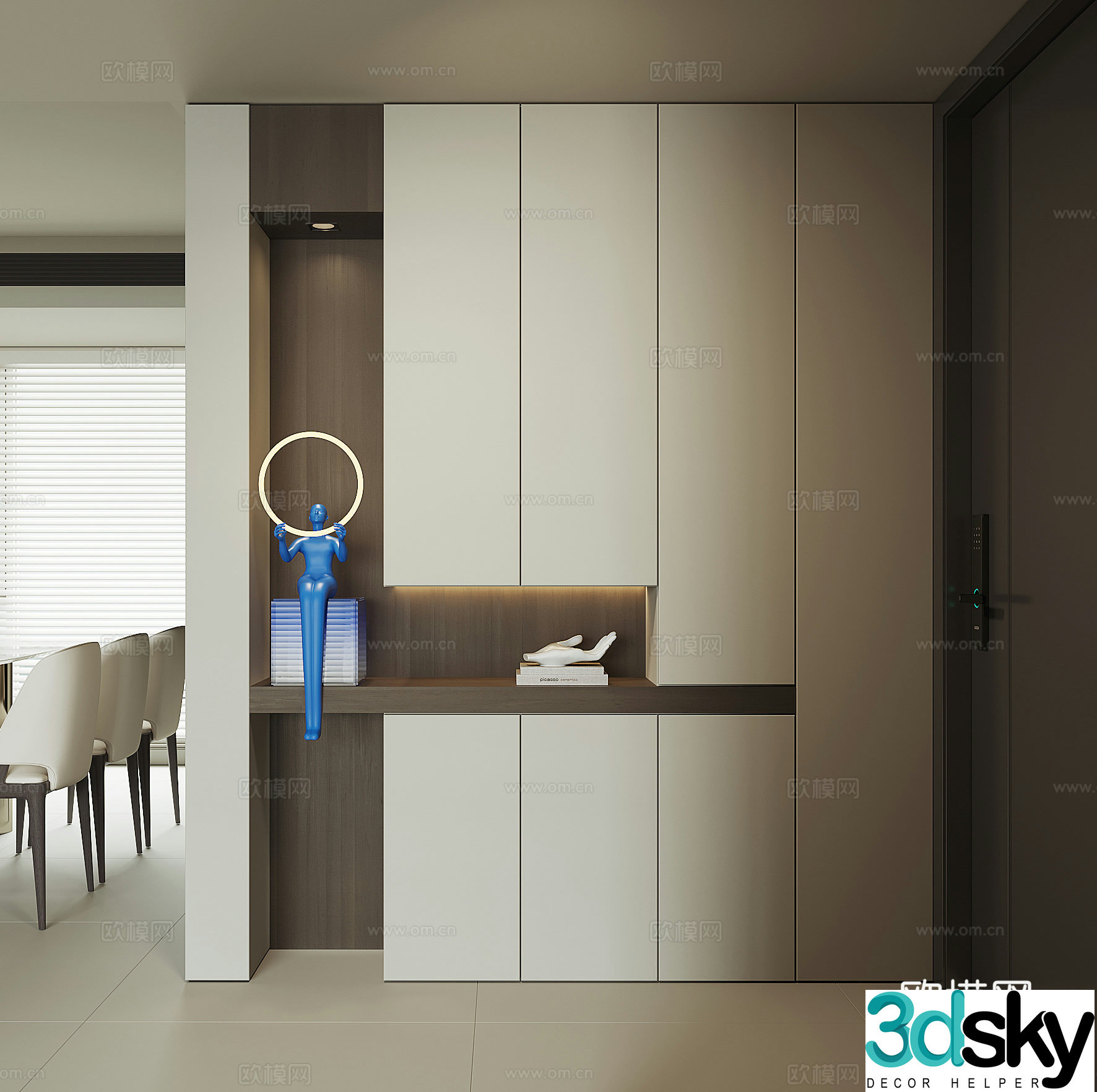 Modern home entrance shoe cabinet 3D model
