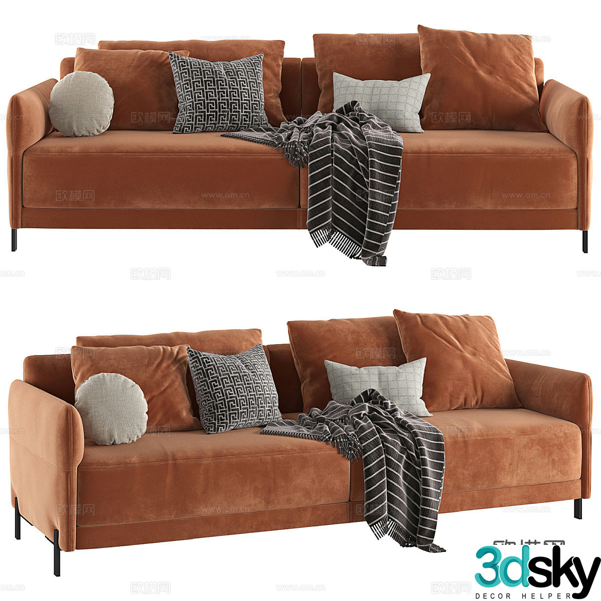 3d model of double sofa