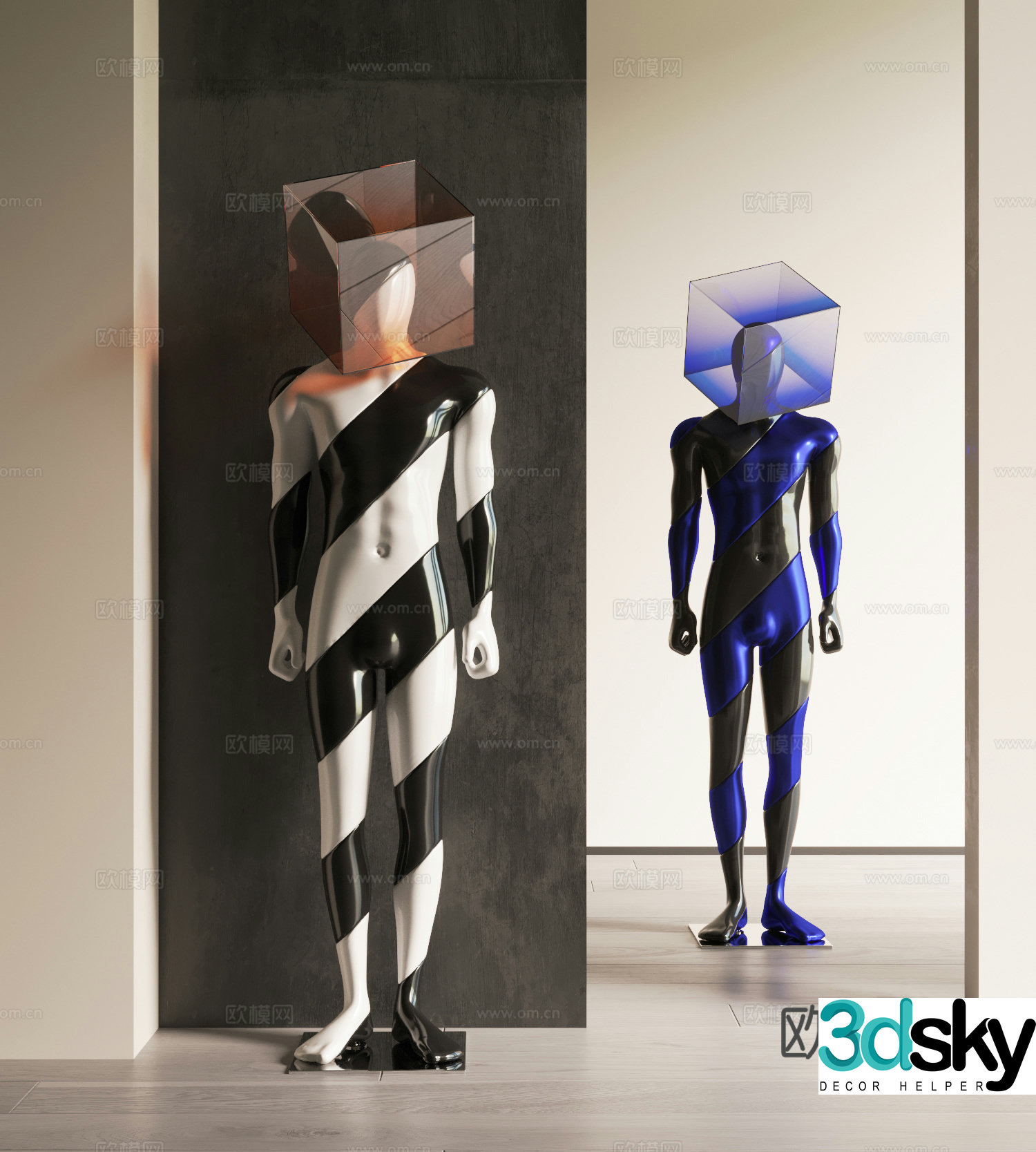 Modern light luxury sculpture combination Sculpture ornaments Postmodern sculpture ornaments 3D model