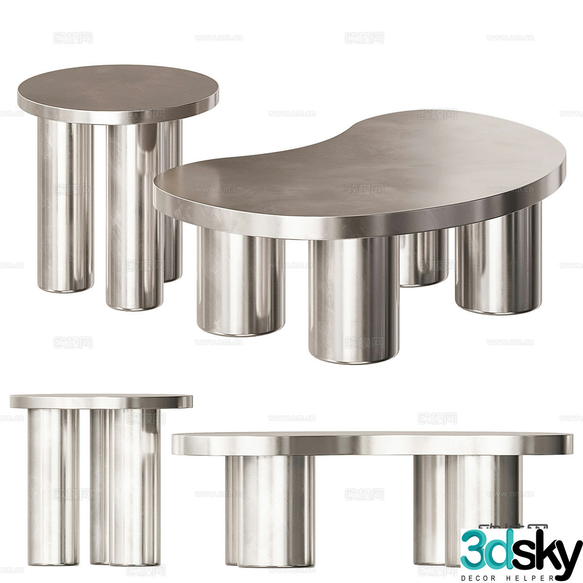 Modern Italian light luxury Marcia Cosmo metal coffee table 3D model