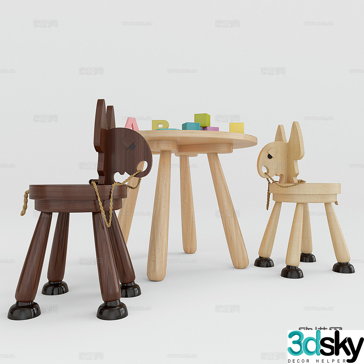 Modern children’s table and chair 3d model