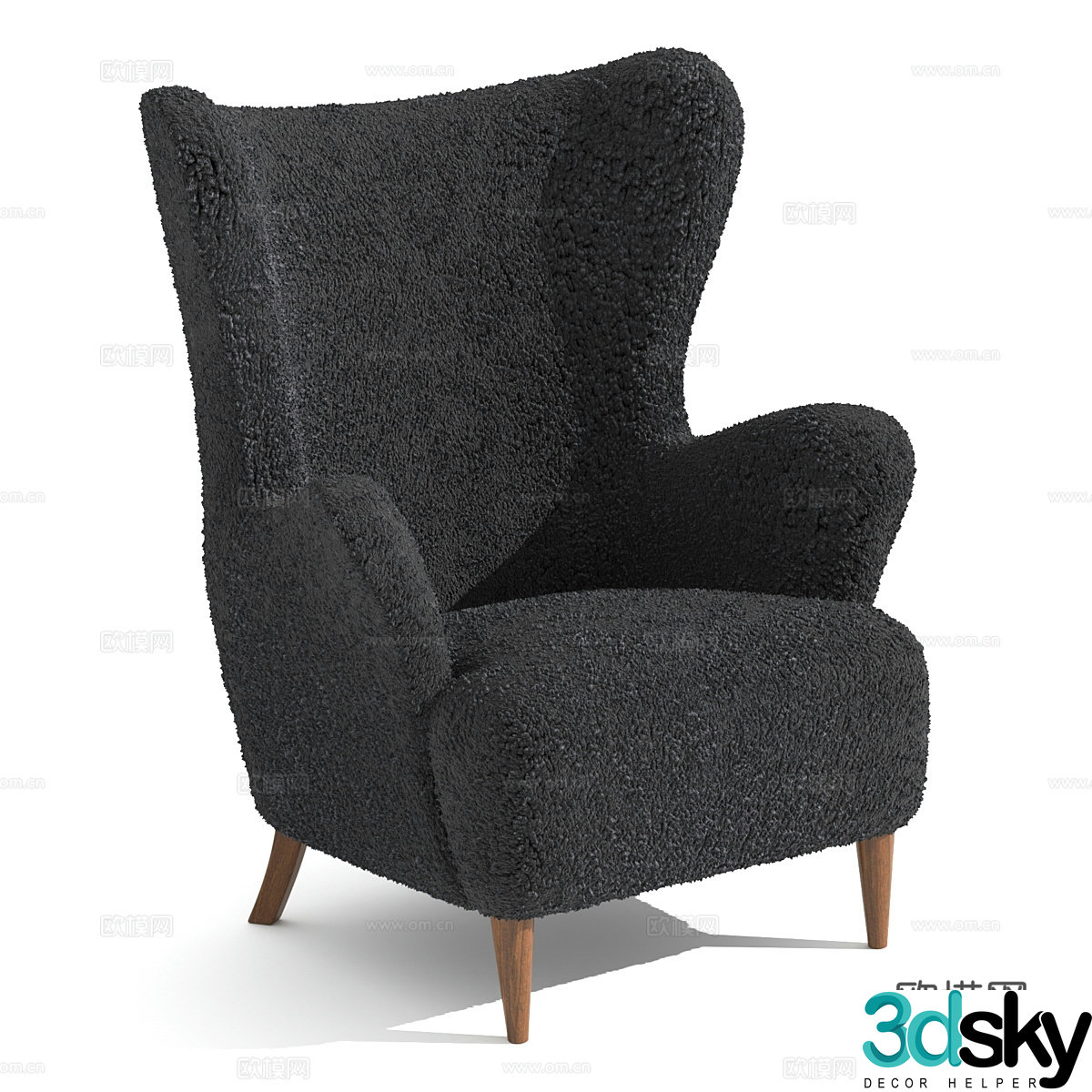 Sheepskin leisure chair Danish 3D model