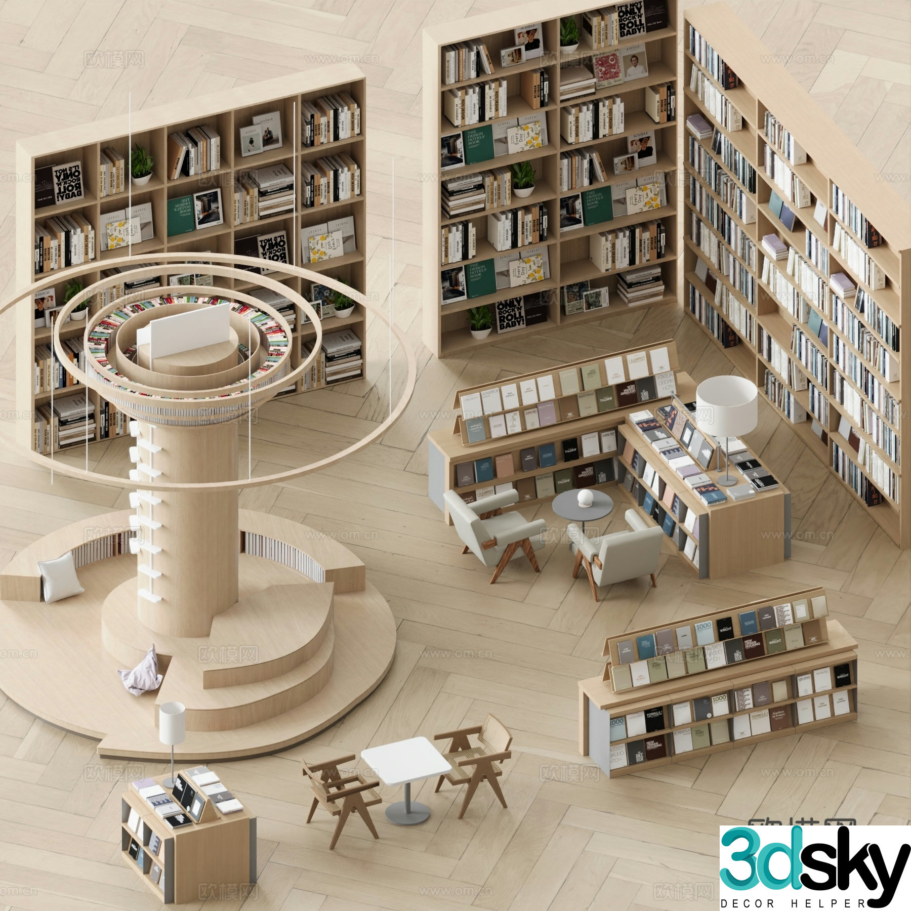 Modern bookcase full wall bookcase study bookcase bookstore bookcase 3d model