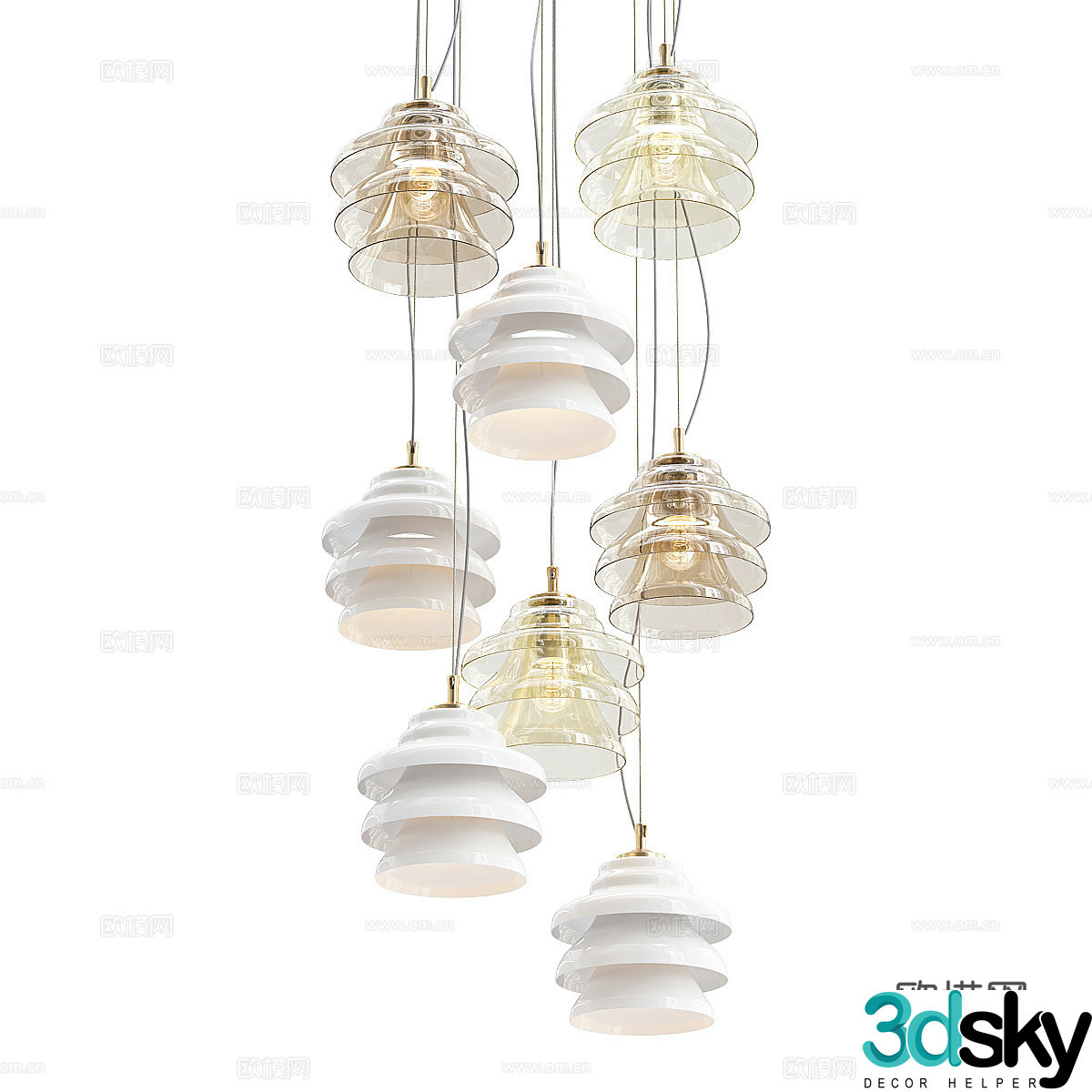 New Chinese style light luxury decorative chandelier 3D model