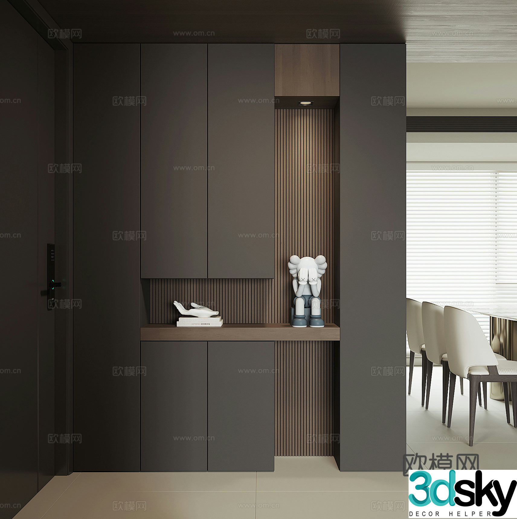 Modern home entrance shoe cabinet 3D model