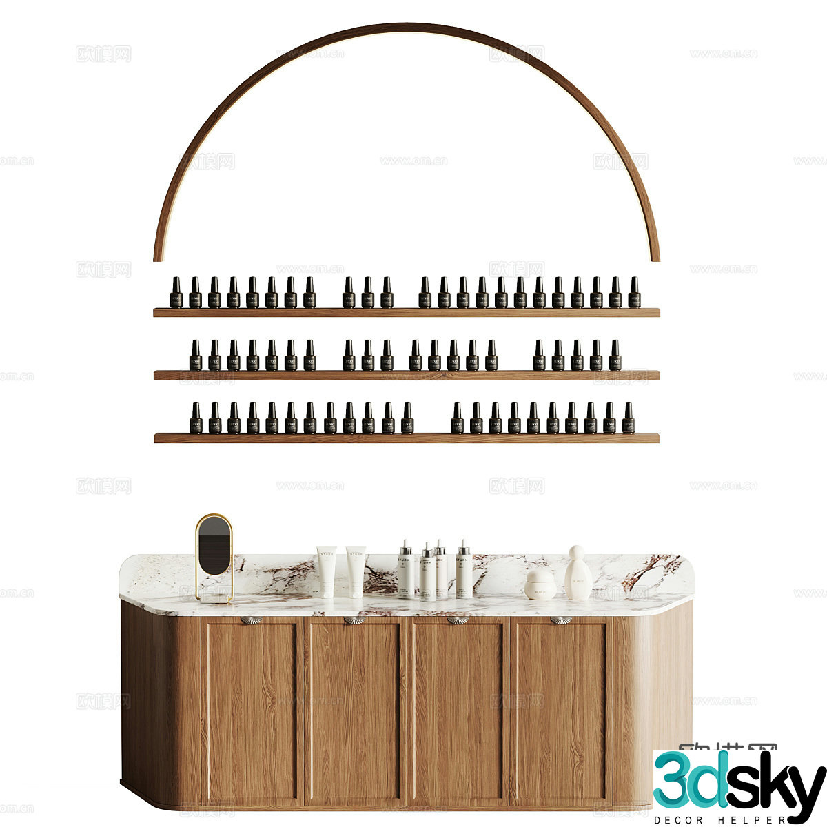Modern cream style beauty salon display cabinet 3d model