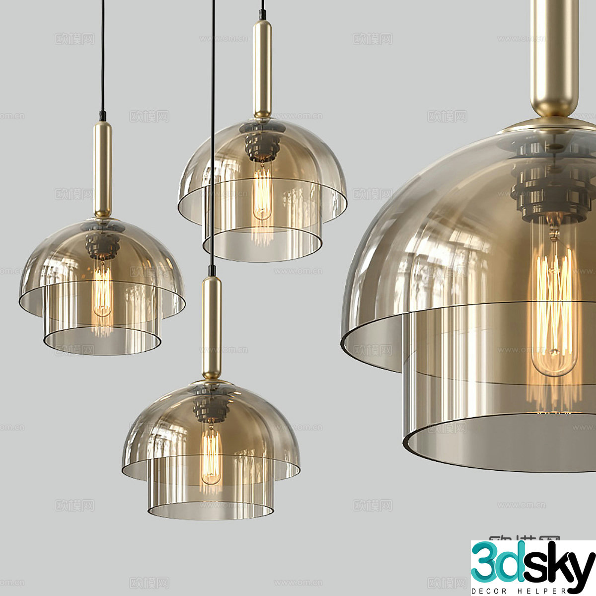 Modern light luxury decorative chandeliers 3D model
