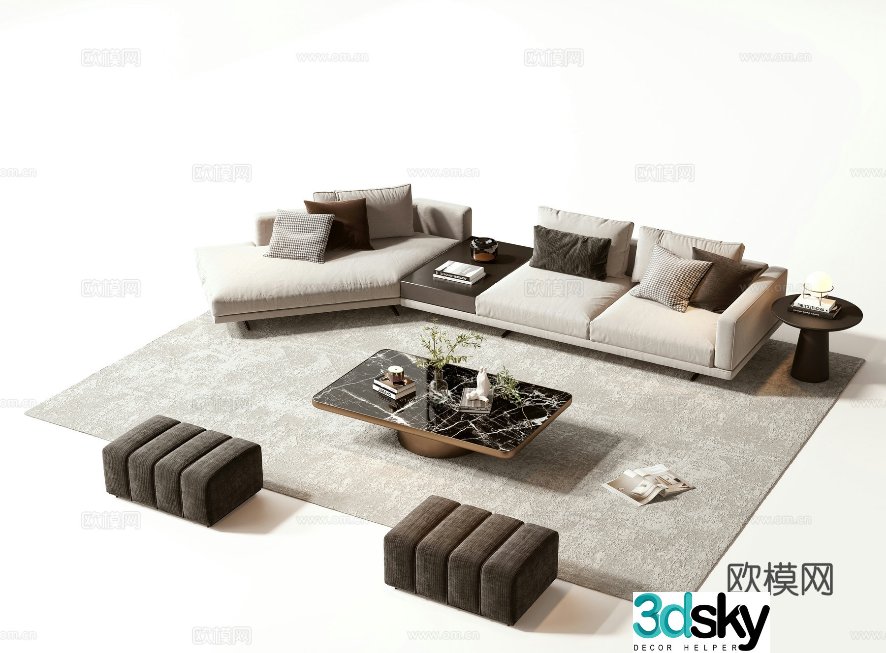 Modern sofa coffee table set 3d model