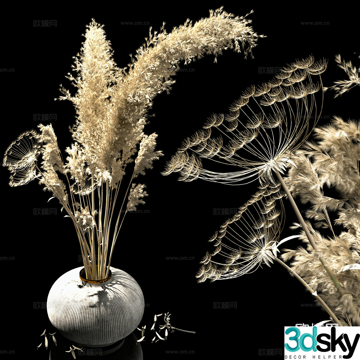 New Chinese style waive vase flower art 3D model