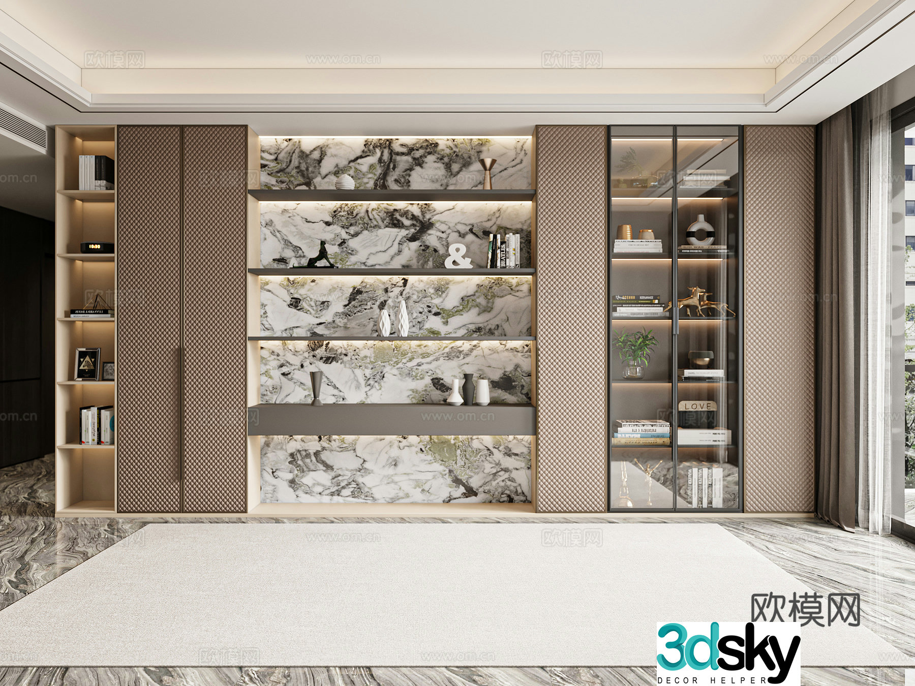 Modern light luxury bookcase 3D model