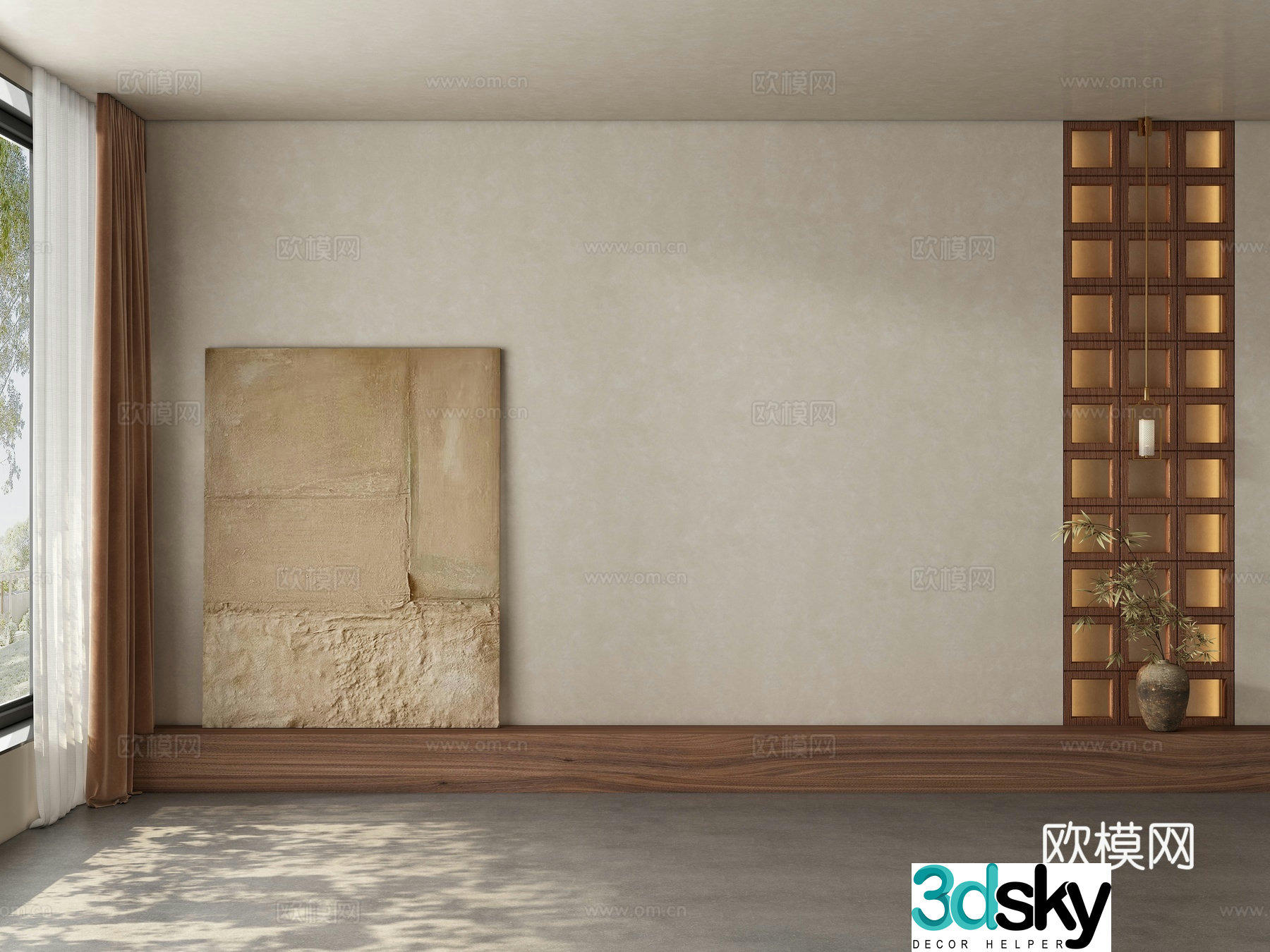 Modern medieval style restaurant tea room background wall 3d model
