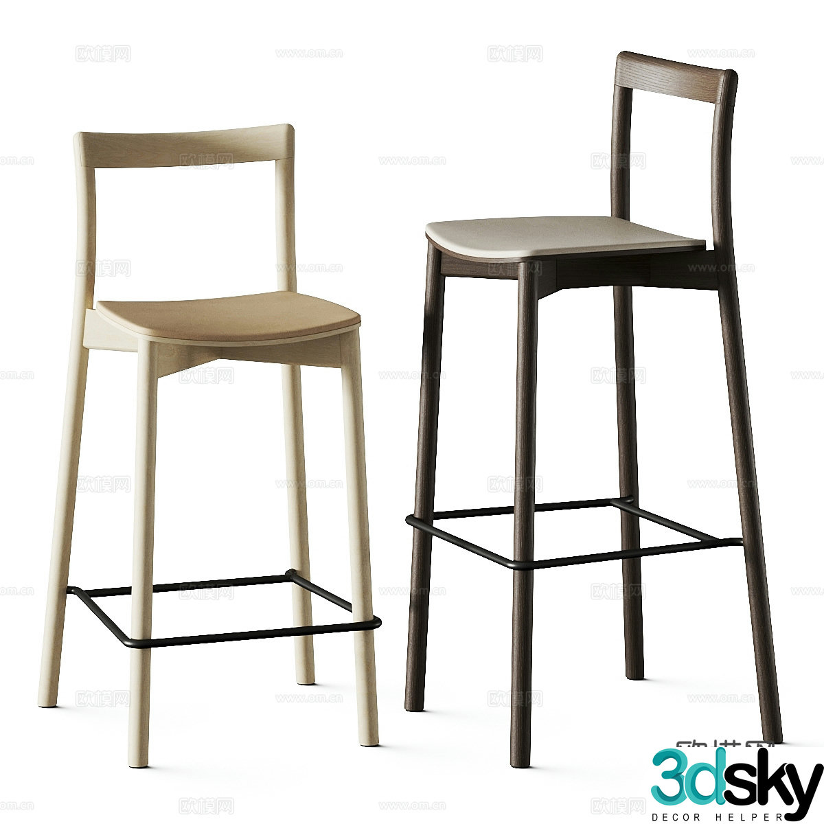 New Chinese Gemla bar chair 3D model