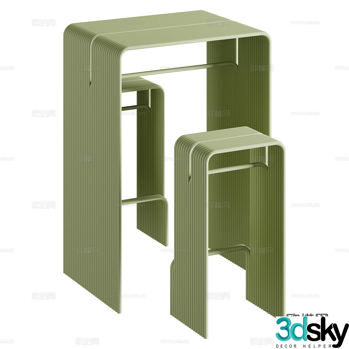 Modern Italian minimalist Tube casual table and chair 3D model