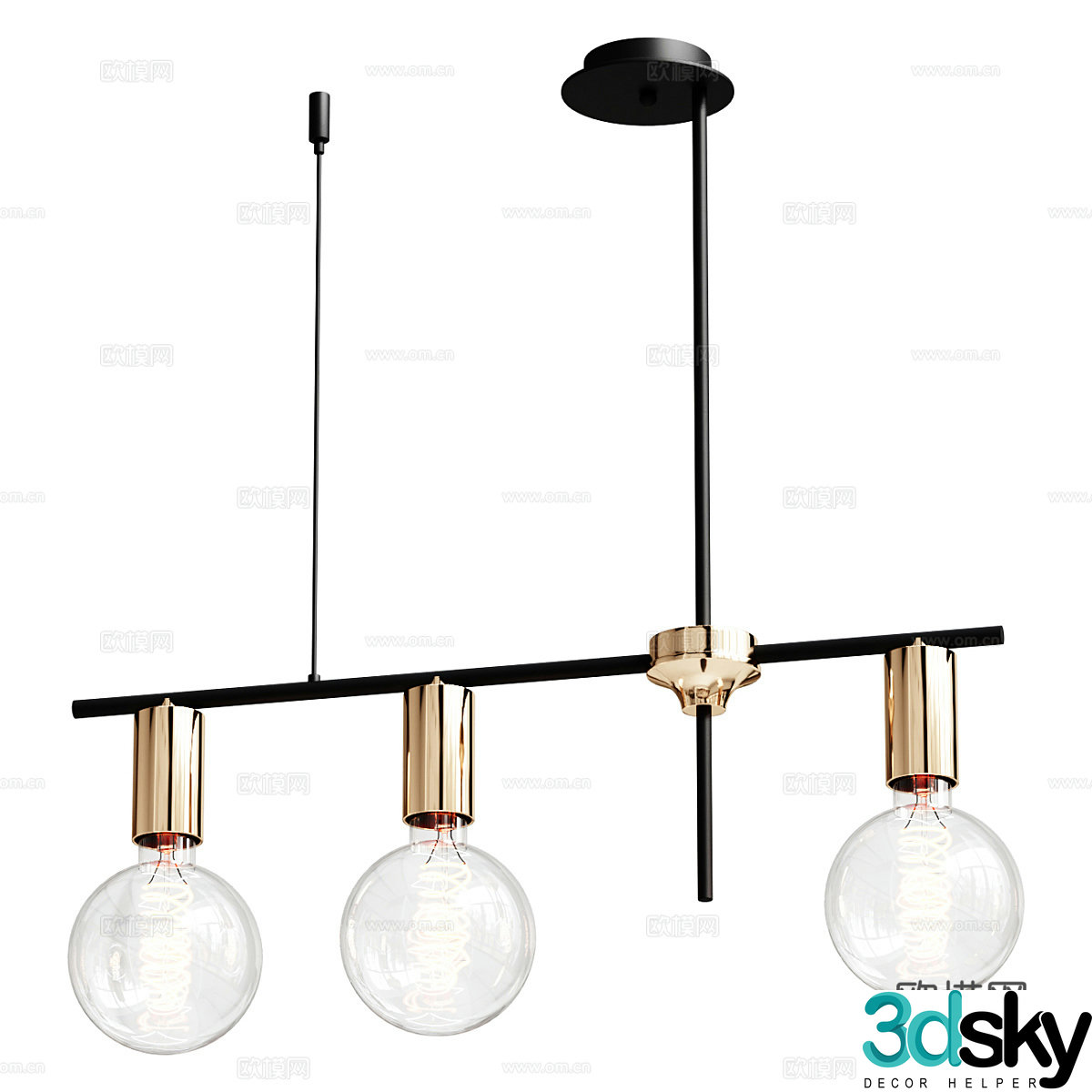 Chandelier Black and Gold Product 3D Model