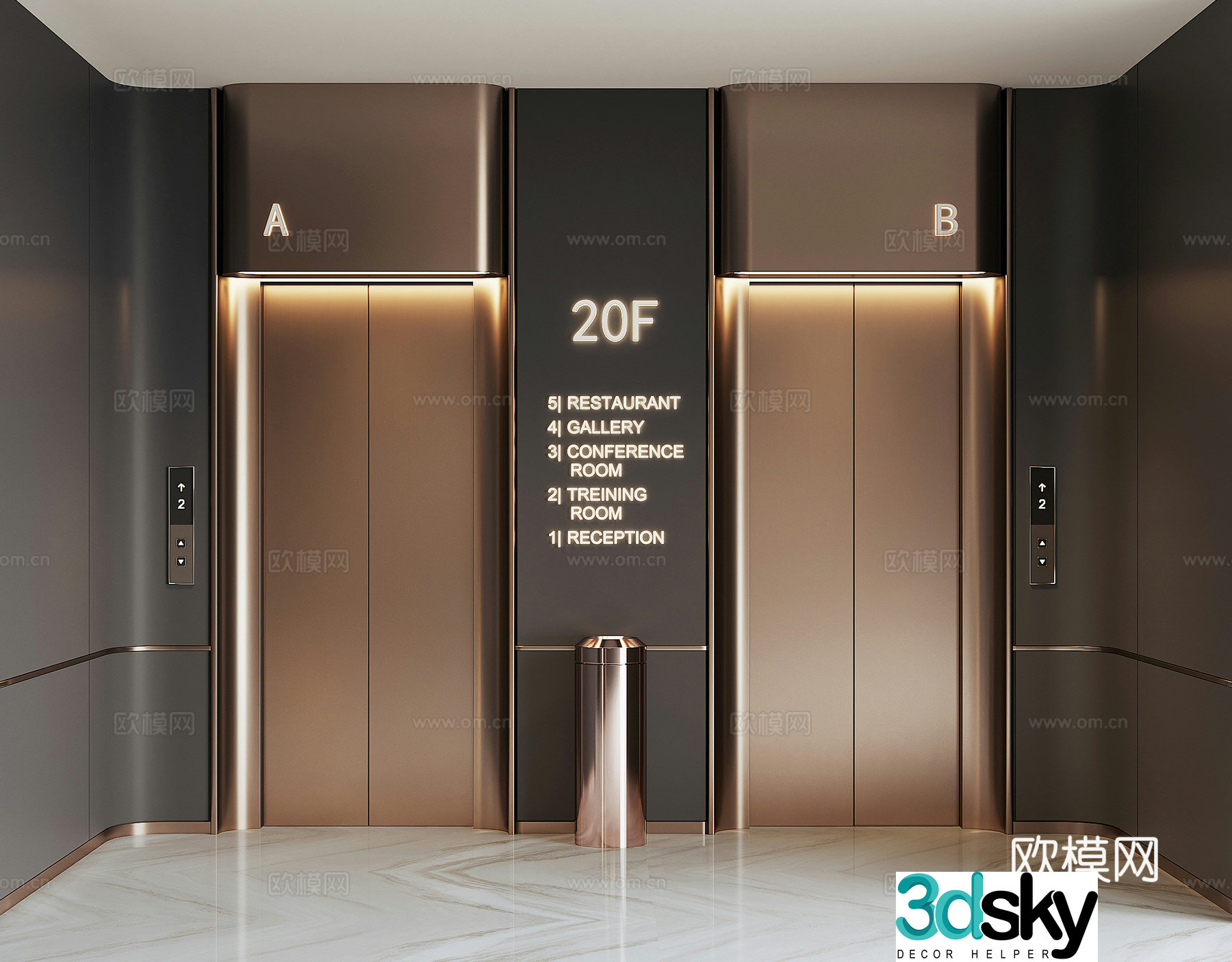 Modern elevator stop 3D model