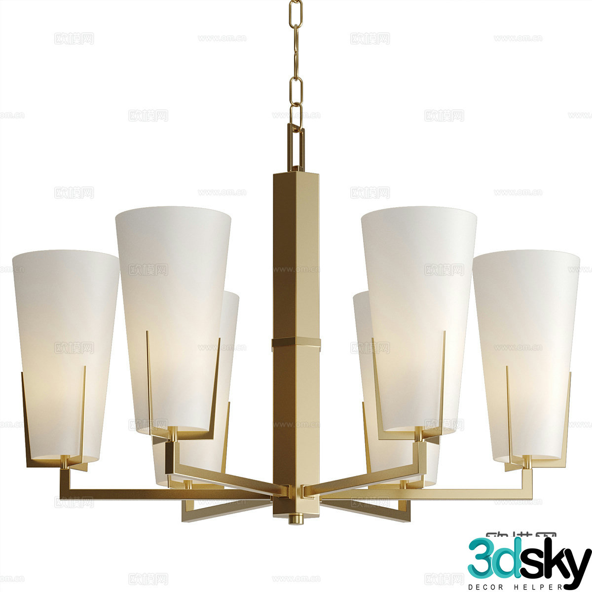 New Chinese style light luxury Subra decorative chandelier 3D model